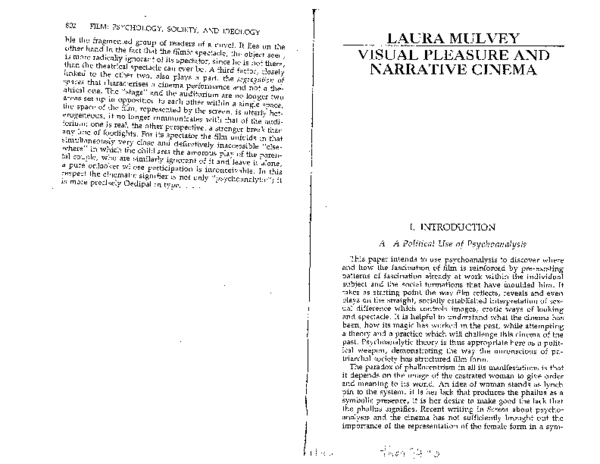 (PDF) Laura Mulvey - Visual Pleasures and Narrative Cinema