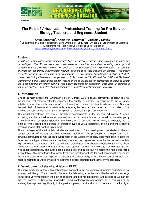 (PDF) The Role of Virtual Lab in Professional Training for Pre-Service ...