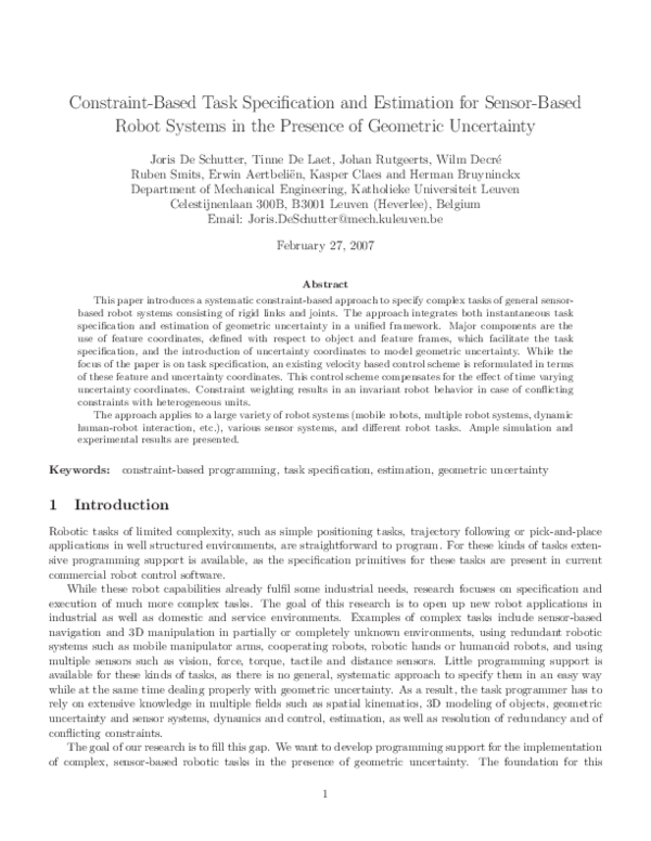(PDF) Constraint-based Task Specification and Estimation for Sensor ...