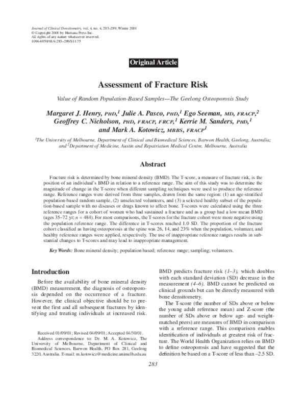 (PDF) Assessment of Fracture Risk