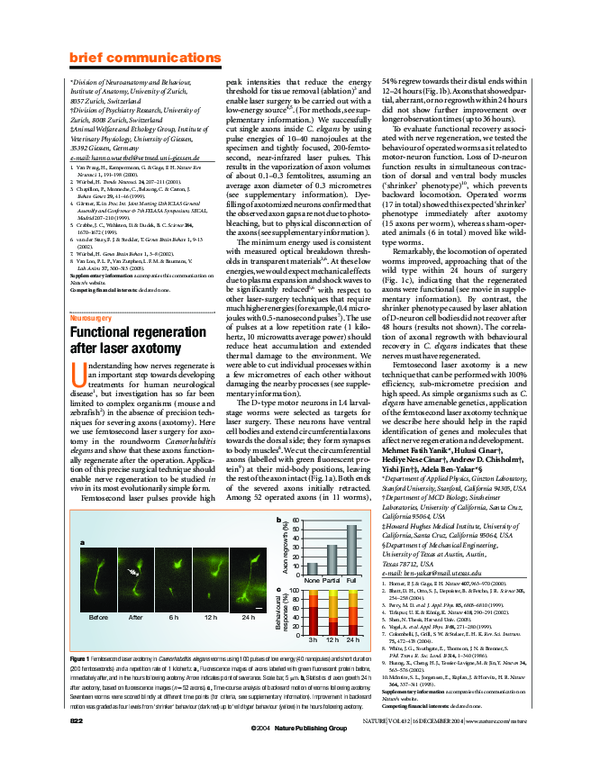 (PDF) Neurosurgery: Functional regeneration after laser axotomy