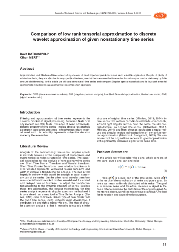 (PDF) Comparison of low rank tensorial approximation to discrete ...