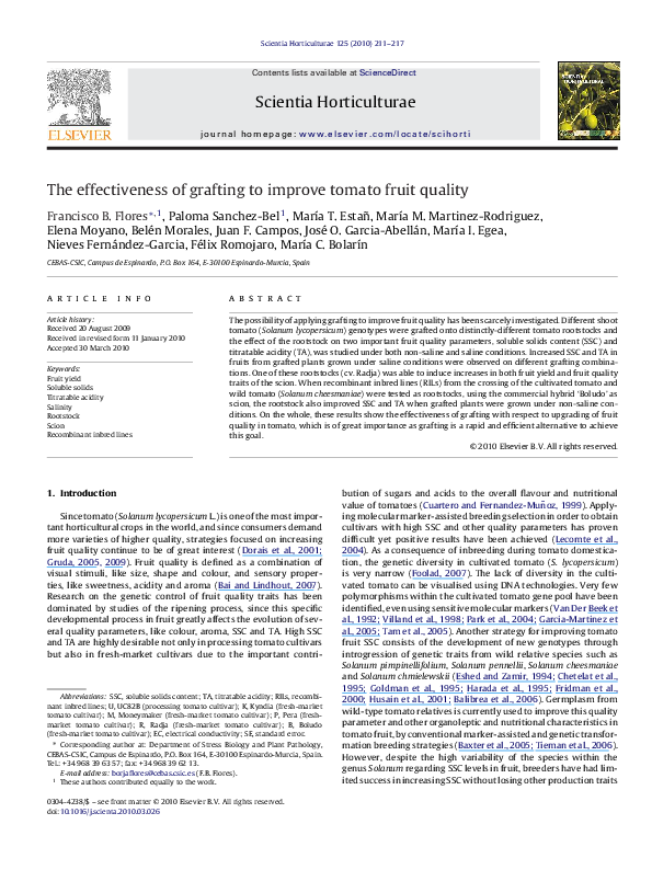 (PDF) The effectiveness of grafting to improve tomato fruit quality