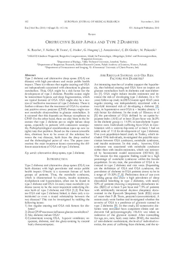 (PDF) Obstructive Sleep Apnea and Type 2 Diabetes