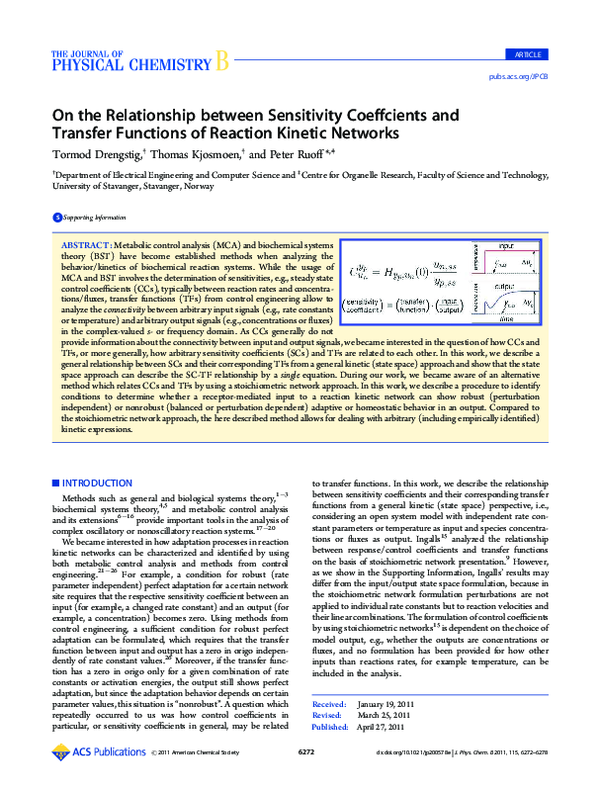 (PDF) On the Relationship between Sensitivity Coeffcients and Transfer ...