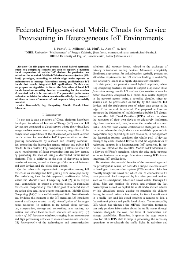 (PDF) Federated Edge-assisted Mobile Clouds for Service Provisioning in ...