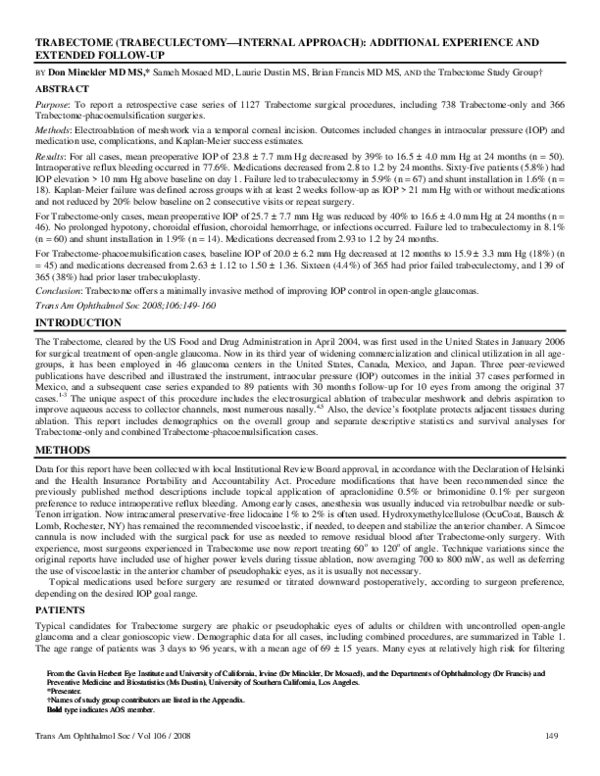 (PDF) Trabectome (trabeculectomy-internal approach): additional ...
