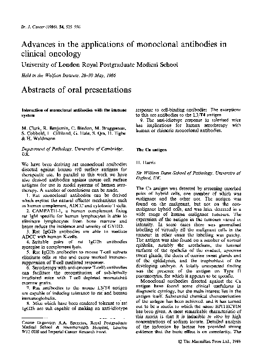 (PDF) Advances in the applications of monoclonal antibodies in clinical ...