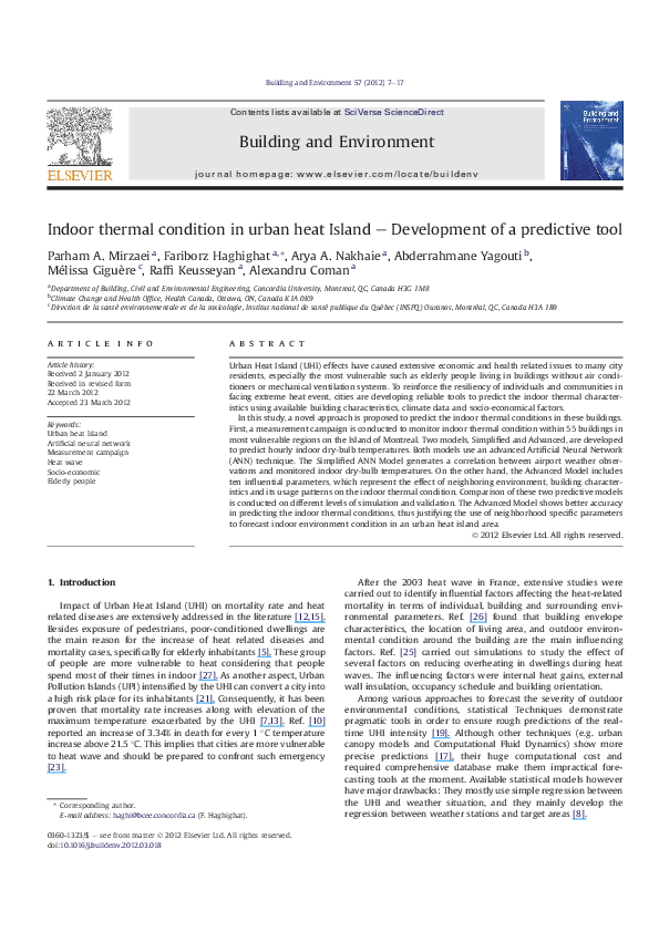(PDF) Indoor thermal condition in urban heat Island – Development of a ...