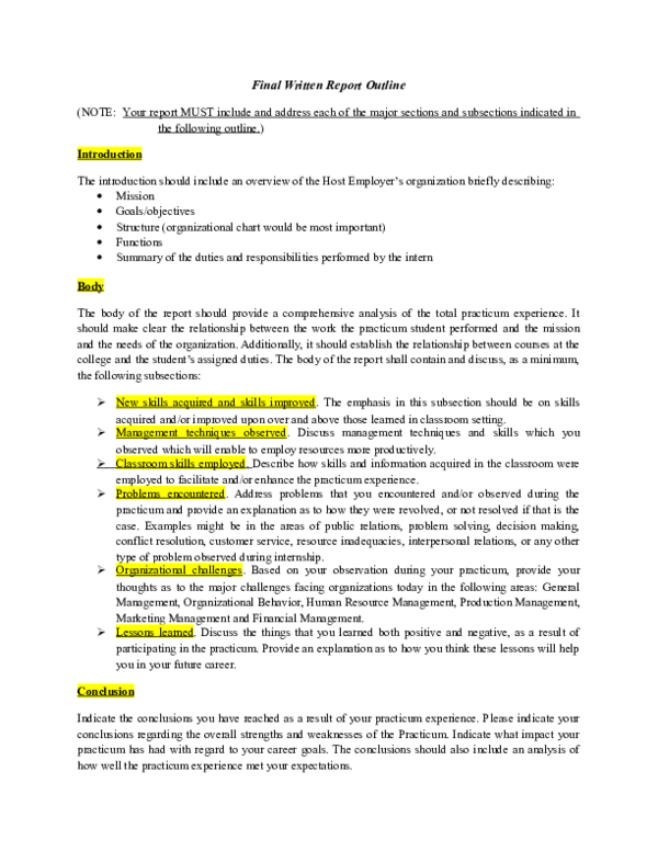 (DOC) Final Written Report Outline Mariel Obregon Academia.edu