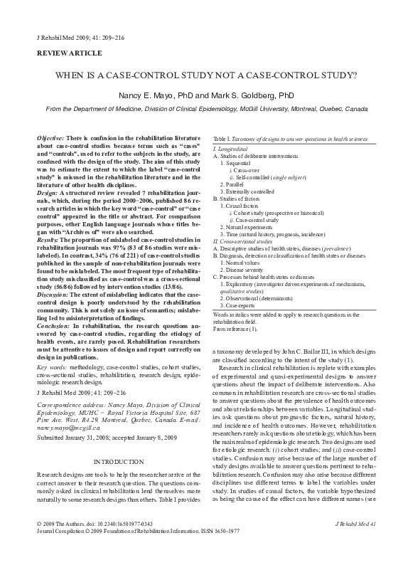 (PDF) When is a casecontrol study not a casecontrol study? Nancy