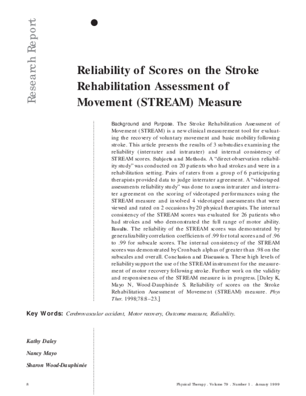 Stroke Rehabilitation Assessment Of Movement Stream – MDNT