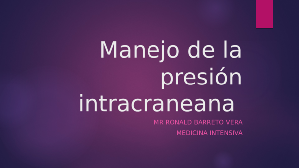 Manejo de la hipertensión intracerebral