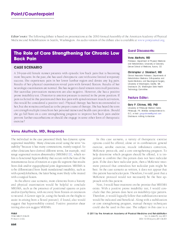 Pdf The Role Of Core Strengthening For Chronic Low Back Pain Pdf The Role Of Core Strengthening For Chronic Low Back Pain