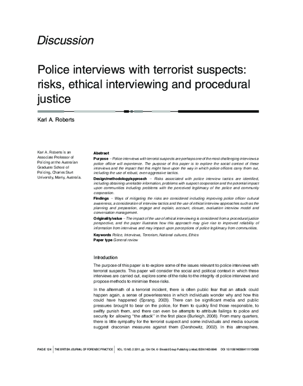 (PDF) Police interviews with terrorist suspects: risks, ethical ...