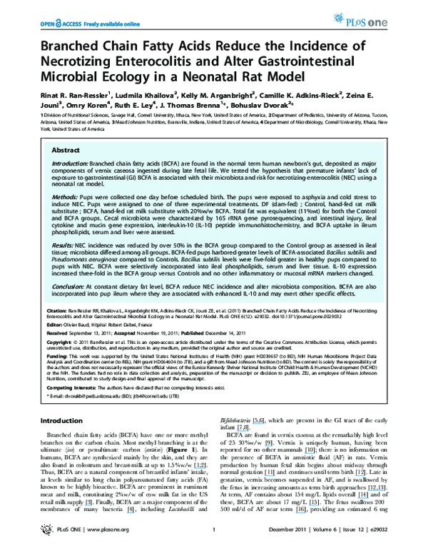 (PDF) Branched Chain Fatty Acids Reduce the Incidence of Necrotizing ...