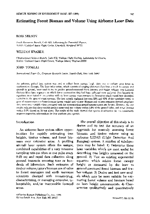 (PDF) Estimating forest biomass and volume using airborne laser data