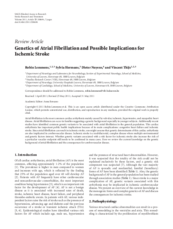 (PDF) Genetics of Atrial Fibrillation and Possible Implications for ...