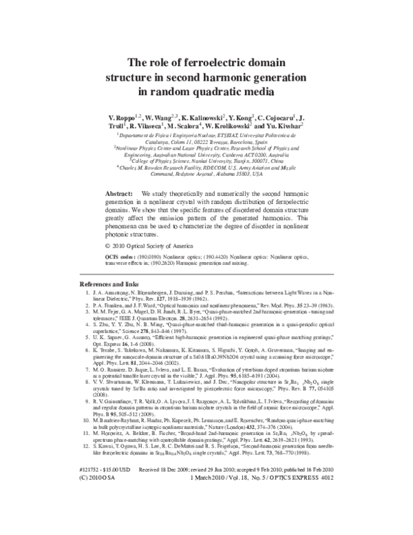 (PDF) The role of ferroelectric domain structure in second harmonic ...