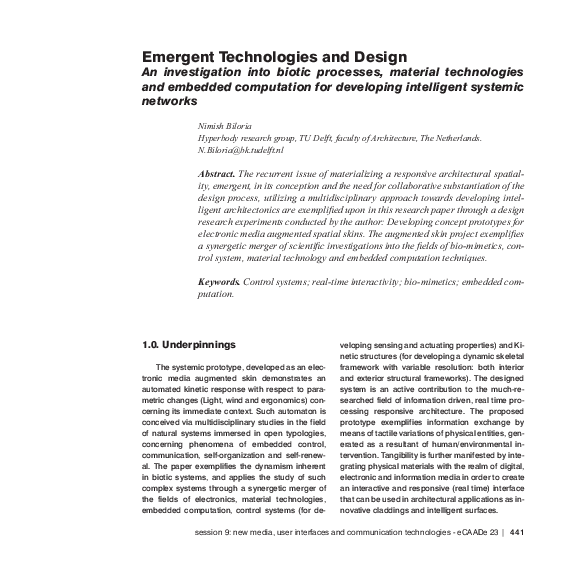 (PDF) Emergent technologies and design