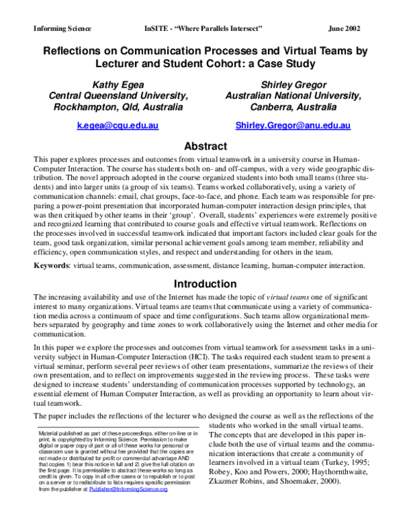 (PDF) Reflections on communication processes and virtual teams by ...