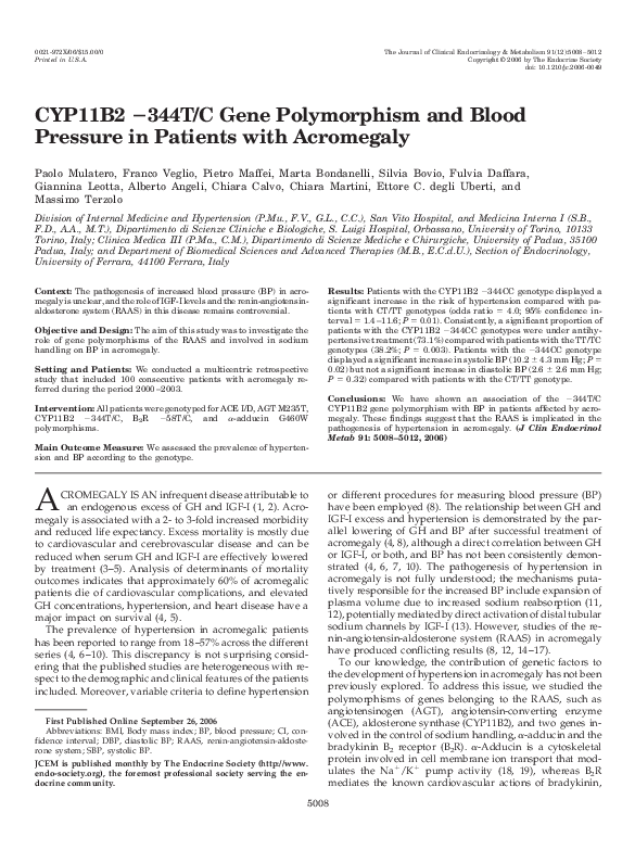 (PDF) CYP11B2 −344T/C Gene Polymorphism and Blood Pressure in Patients ...