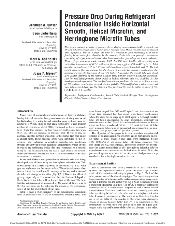 (PDF) Pressure Drop During Refrigerant Condensation Inside Horizontal ...