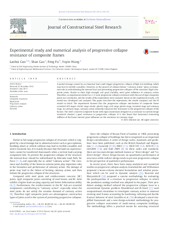 Pdf Experimental Study And Numerical Analysis Of Progressive Collapse Pdf Experimental Study And Numerical Analysis Of Progressive Collapse