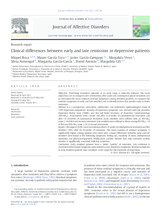 (PDF) Clinical differences between early and late remission in ...