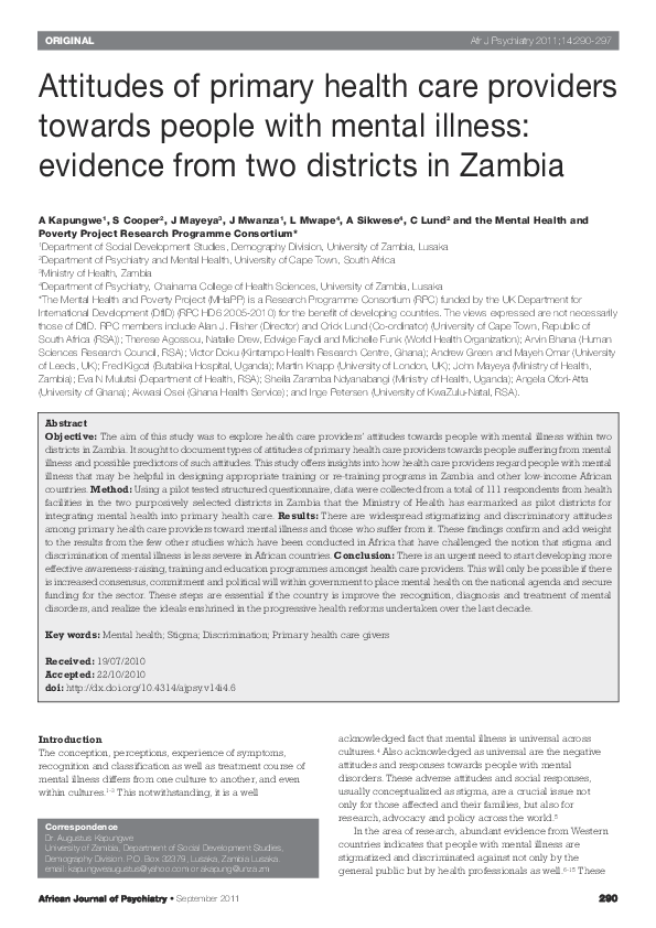 (PDF) Attitudes of primary health care providers towards people with ...