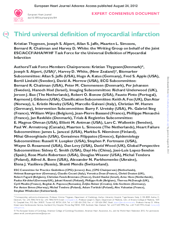(PDF) Third Universal Definition of Myocardial Infarction