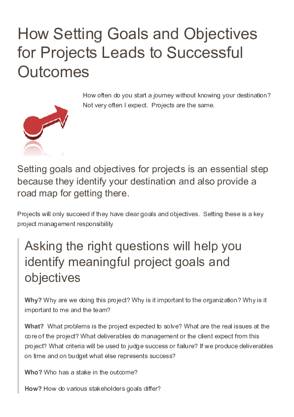 (PDF) How Setting Goals and Objectives for Projects Leads to Successful ...