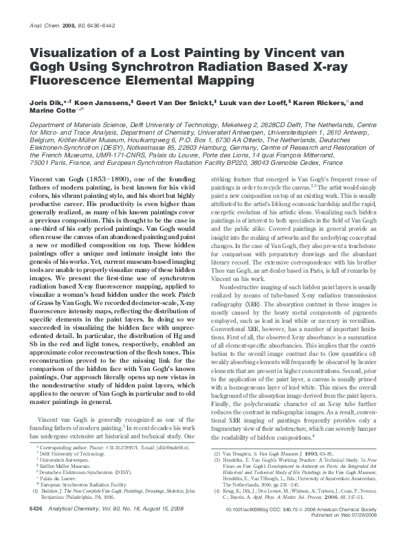 (PDF) Visualization of a Lost Painting by Vincent van Gogh Using ...