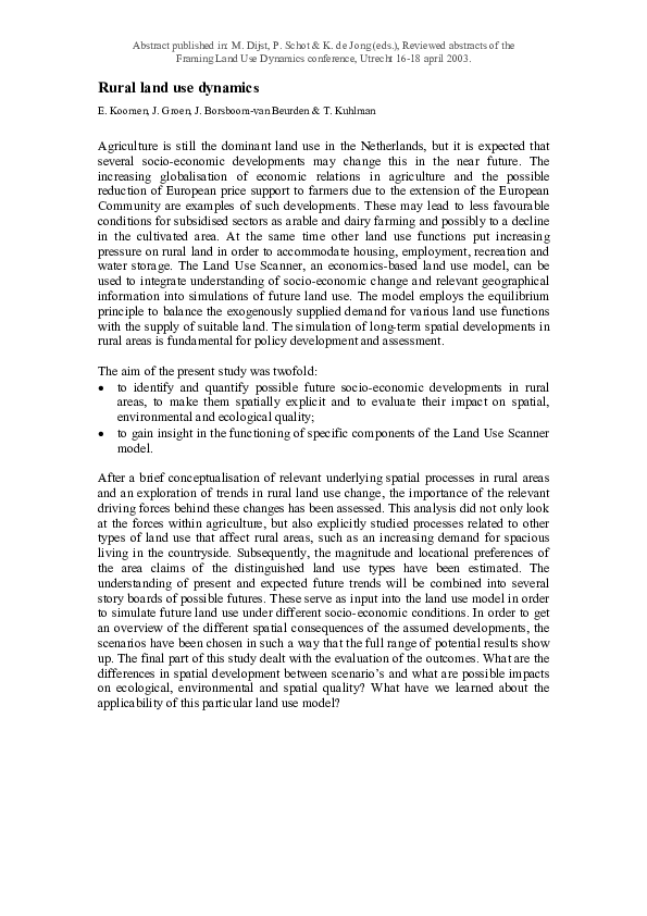 (PDF) Rural land use dynamics Kor de Jong Academia.edu