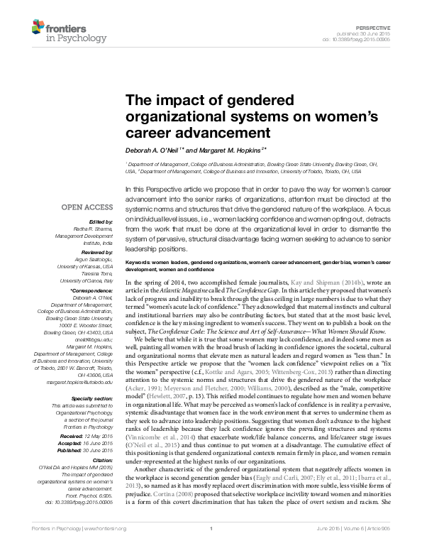 (PDF) The impact of gendered organizational systems on women’s career ...