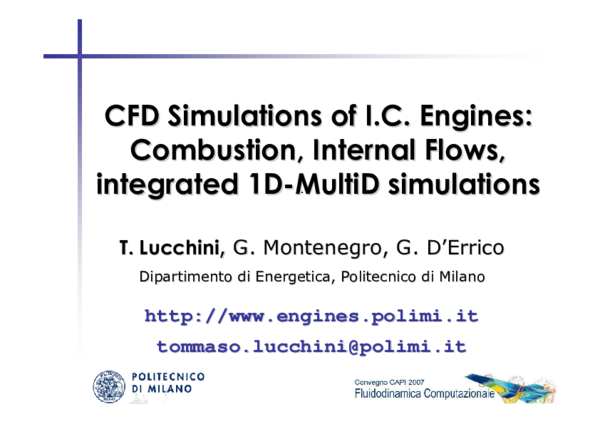 (PDF) CFD Simulations of IC Engines Combustion, InternalFlows ...