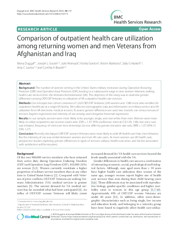 (PDF) Comparison of outpatient health care utilization among returning ...