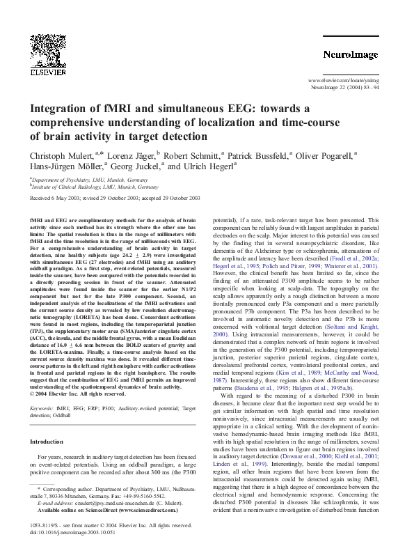 (PDF) Integration of fMRI and simultaneous EEG: towards a comprehensive ...