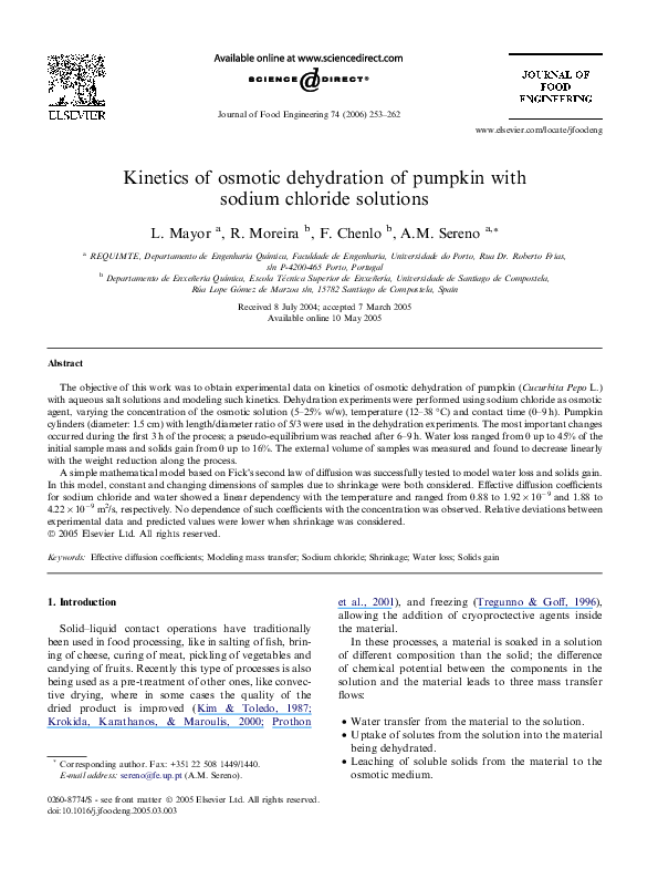 (PDF) Kinetics of osmotic dehydration of pumpkin with sodium chloride ...