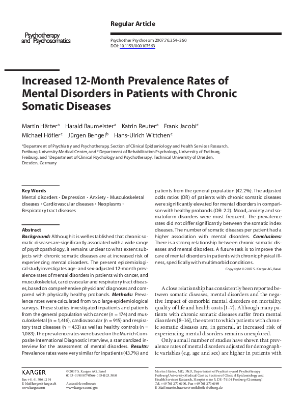 (PDF) Increased 12-Month Prevalence Rates of Mental Disorders in ...