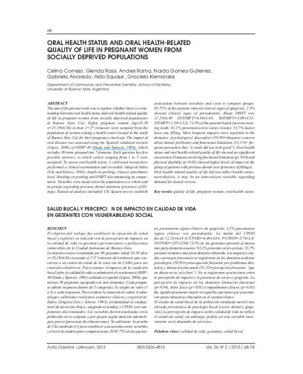 (PDF) Oral health status and oral health-related quality of life in ...