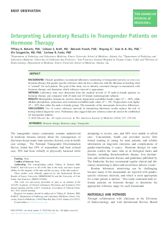 (PDF) Interpreting Laboratory Results in Transgender Patients on ...