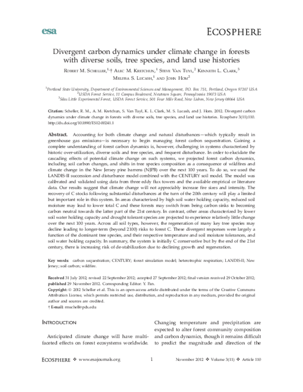 (PDF) Divergent carbon dynamics under climate change in forests with ...
