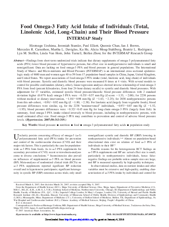 (PDF) Food Omega3 Fatty Acid Intake of Individuals (Total, Linolenic