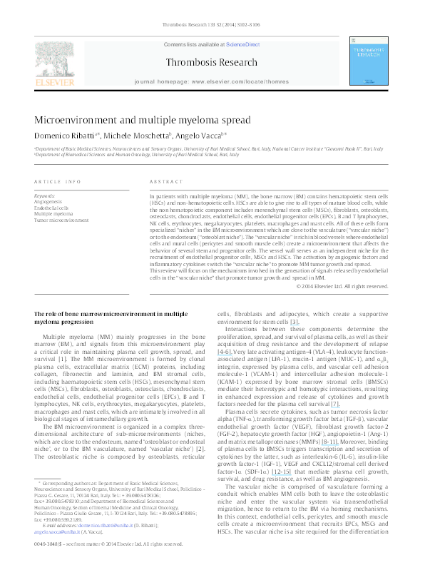 (PDF) Microenvironment and multiple myeloma spread