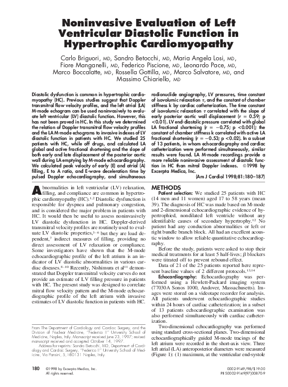 (PDF) Noninvasive Evaluation of Left Ventricular Diastolic Function in ...