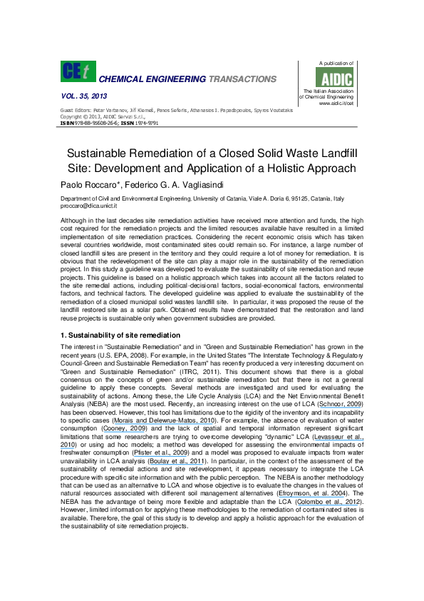 (PDF) Sustainable Remediation of a Closed Solid Waste Landfill Site ...