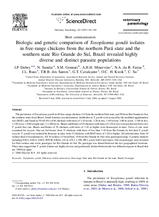 (PDF) Biologic and genetic comparison of Toxoplasma gondii isolates in ...