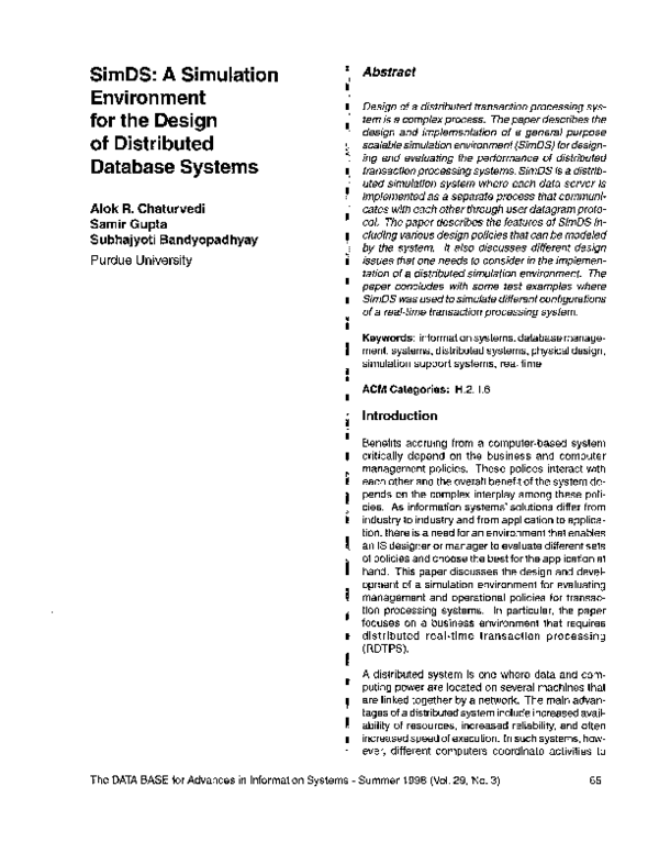 (PDF) SimDS: a simulation environment for the design of distributed ...