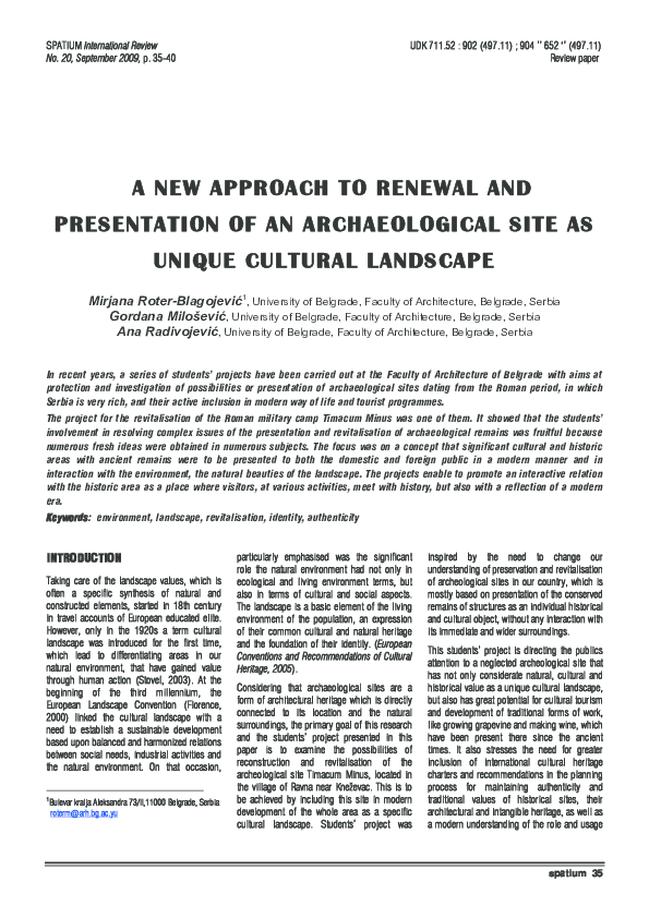 (PDF) A new approach to renewal and presentation of an archaeological ...
